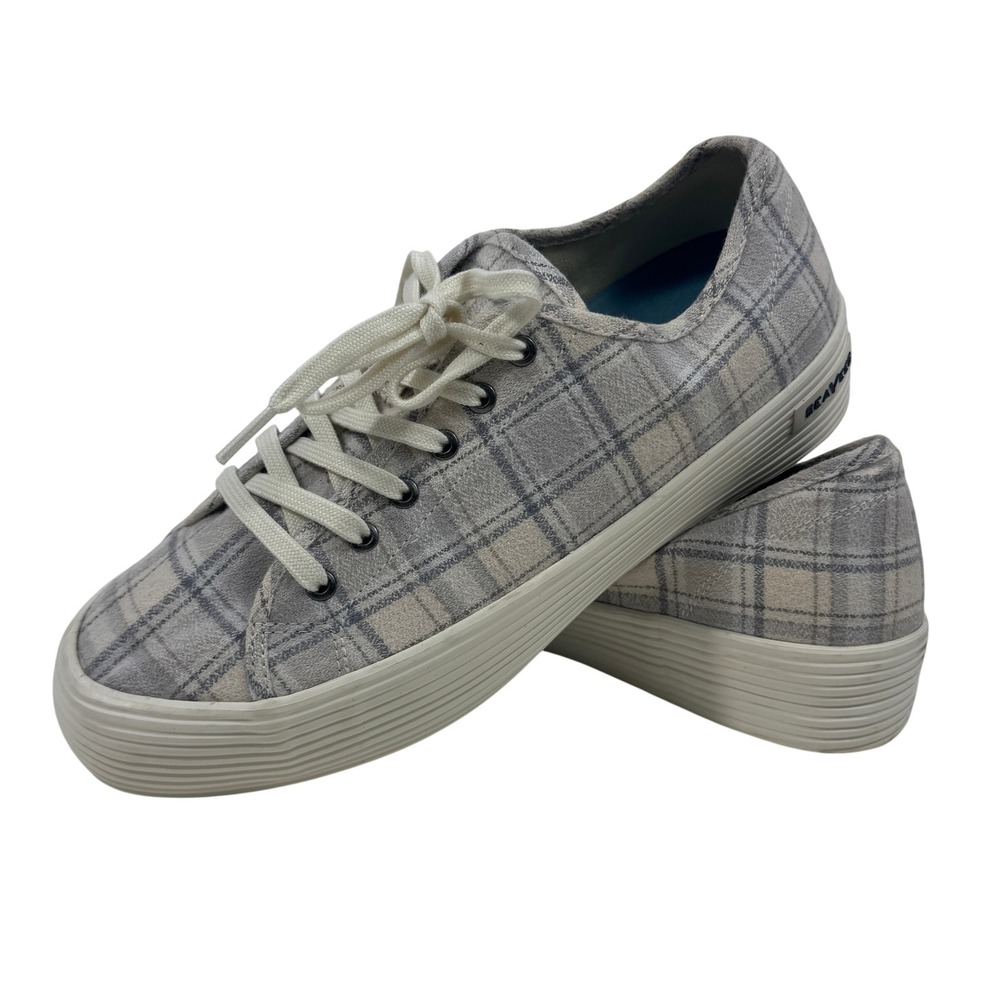 SeaVees Monterey‎ Women's Platform Sneakers Dove Plaid Flannel Size 11